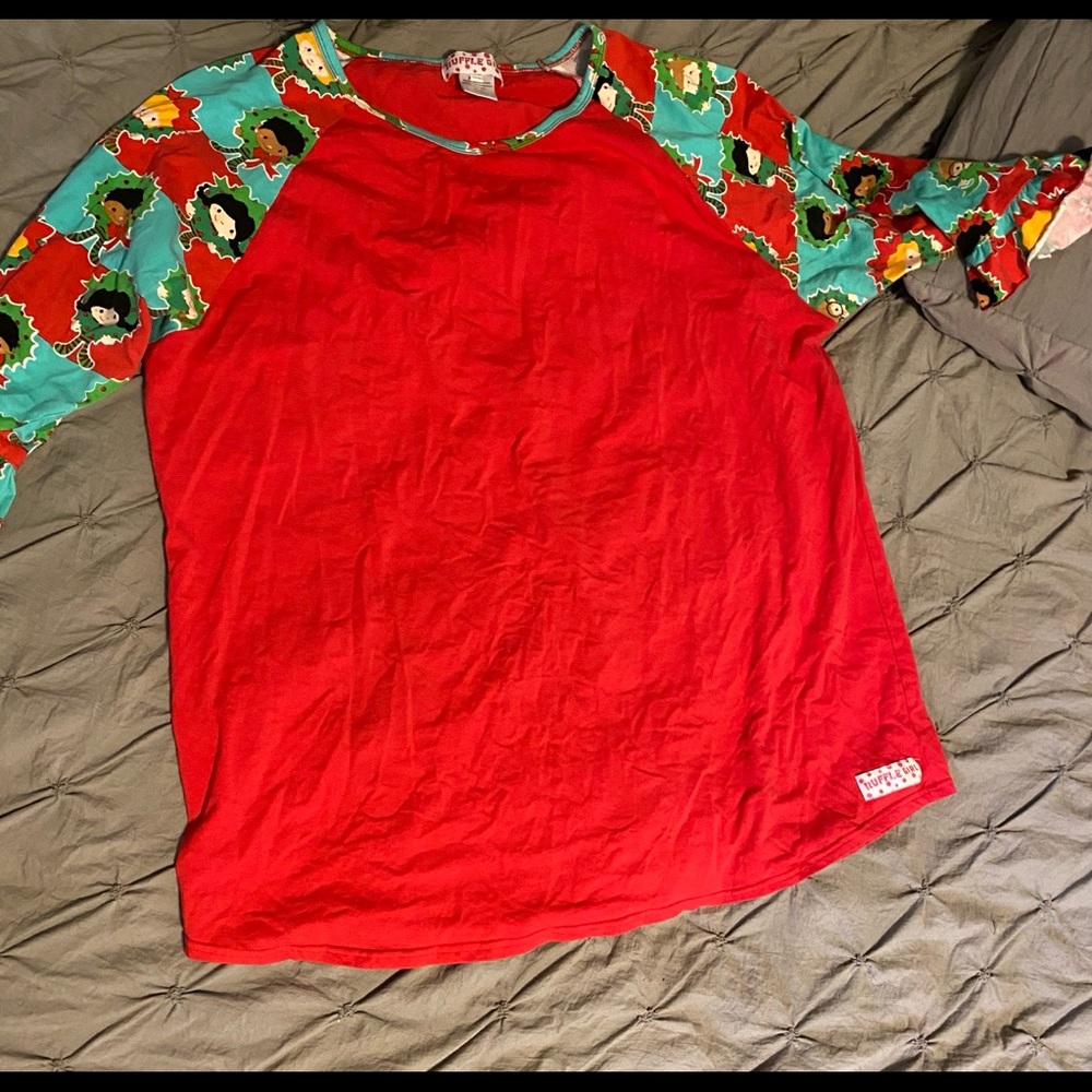 Ruffle Girl Mom’s Christmas Raglan